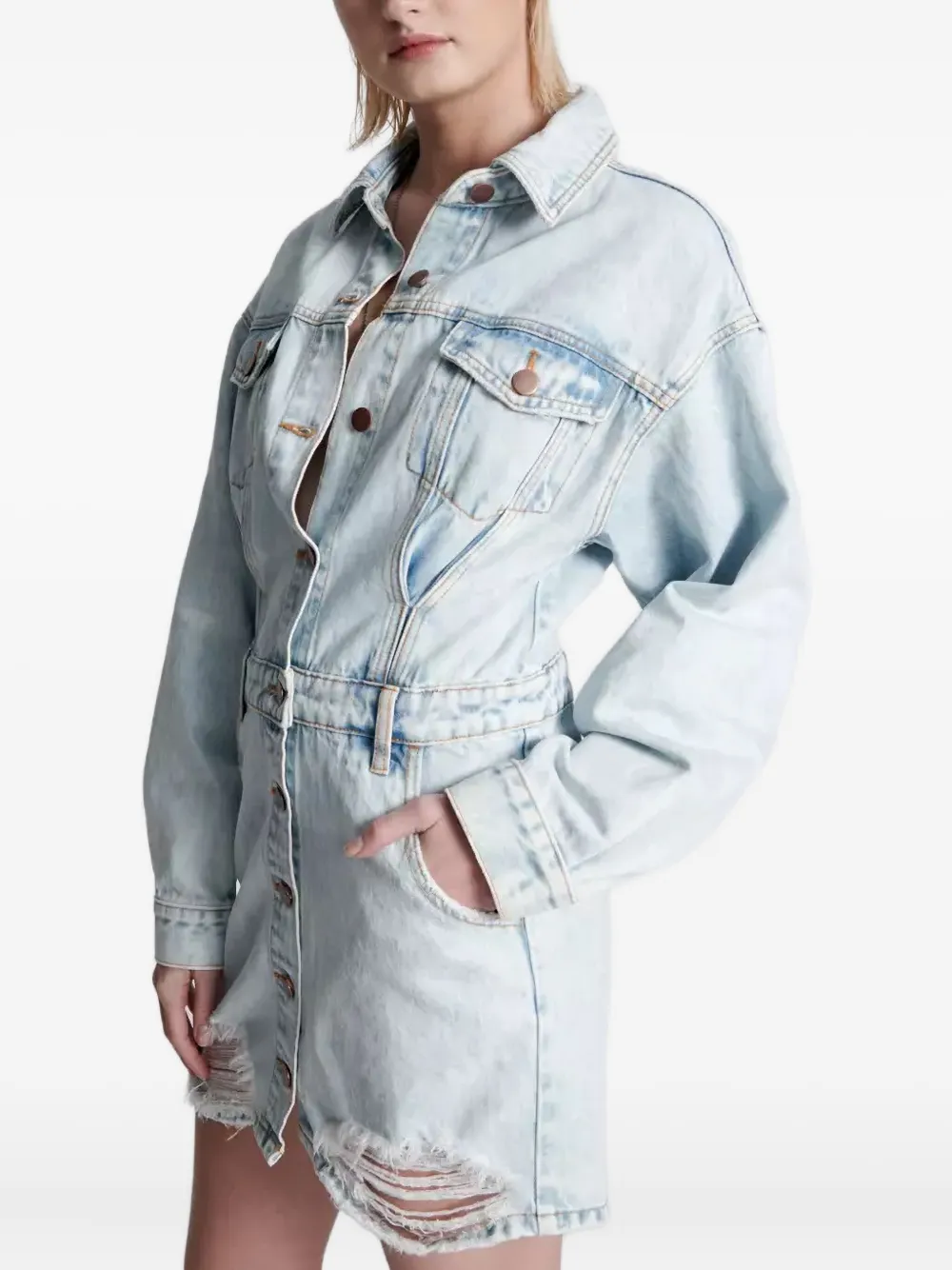 One Teaspoon Malibu Florence gerafelde mini-jurk Blauw