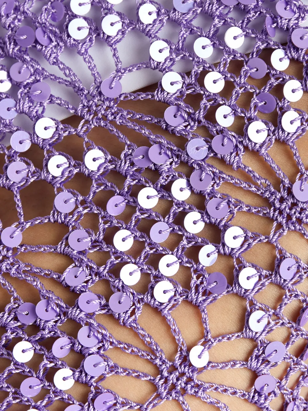 Retrofête Gehaakte strandjurk met pailletten Paars