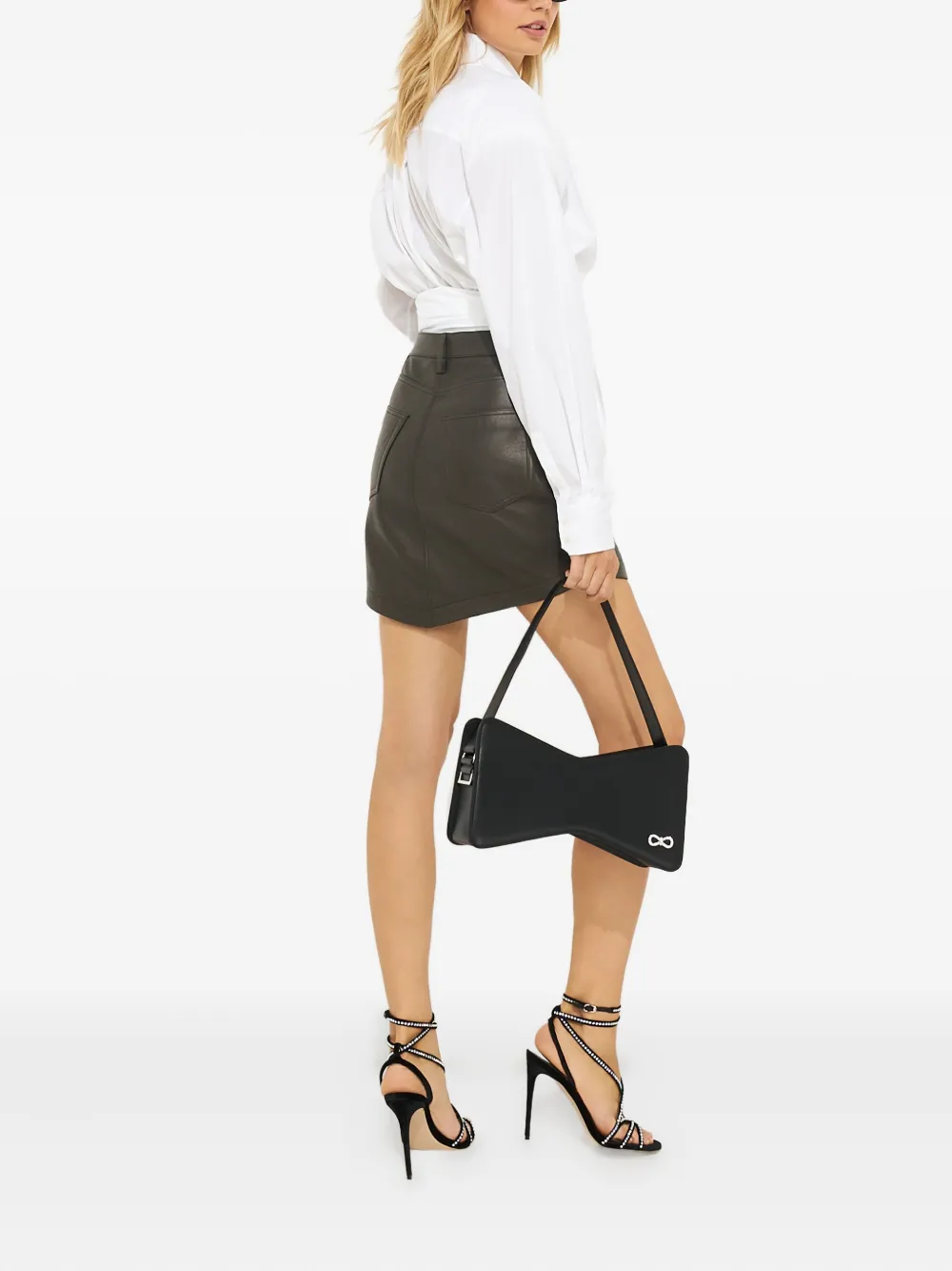 Alexandre Vauthier Asymmetric Leather Mini Skirt In Brown