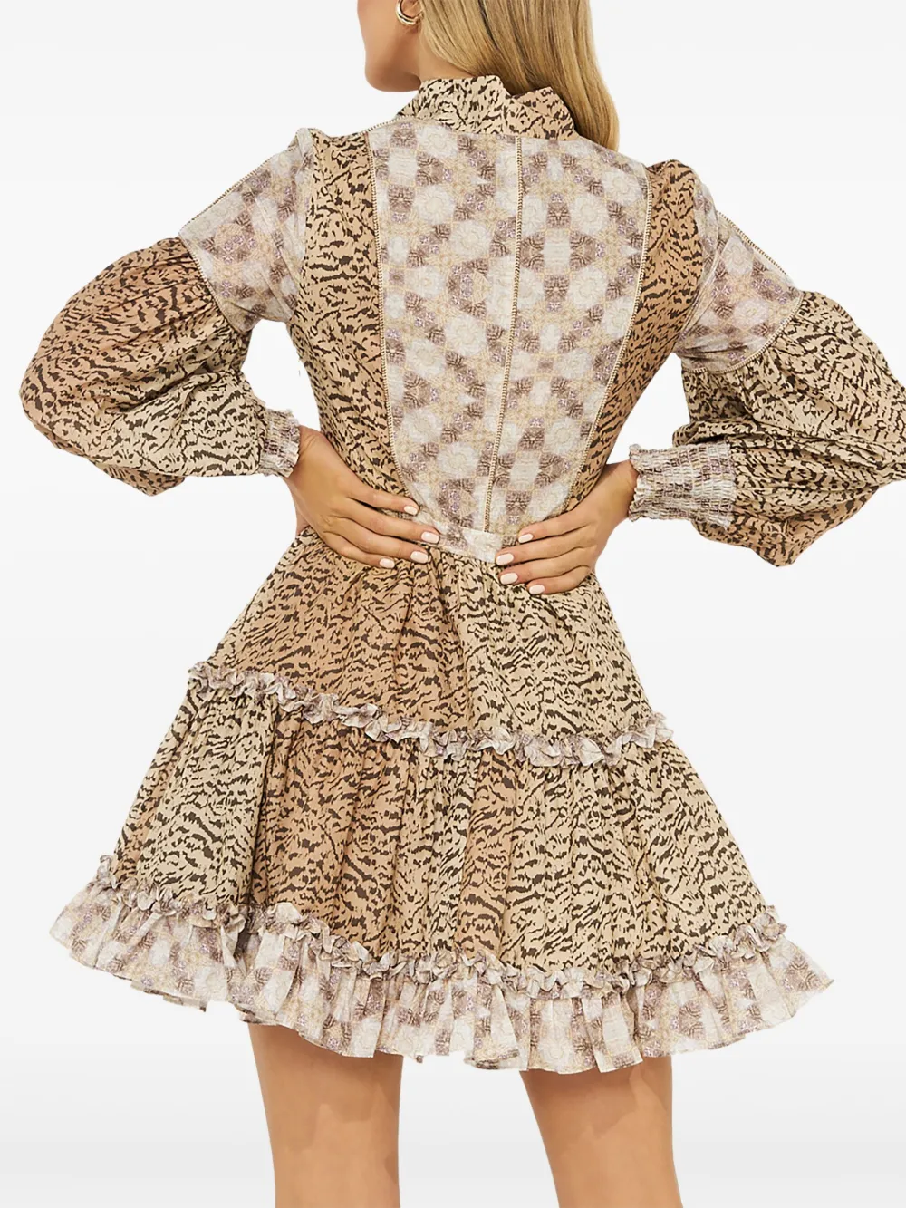 IXIAH Euphoric mini-jurk met patroon Bruin