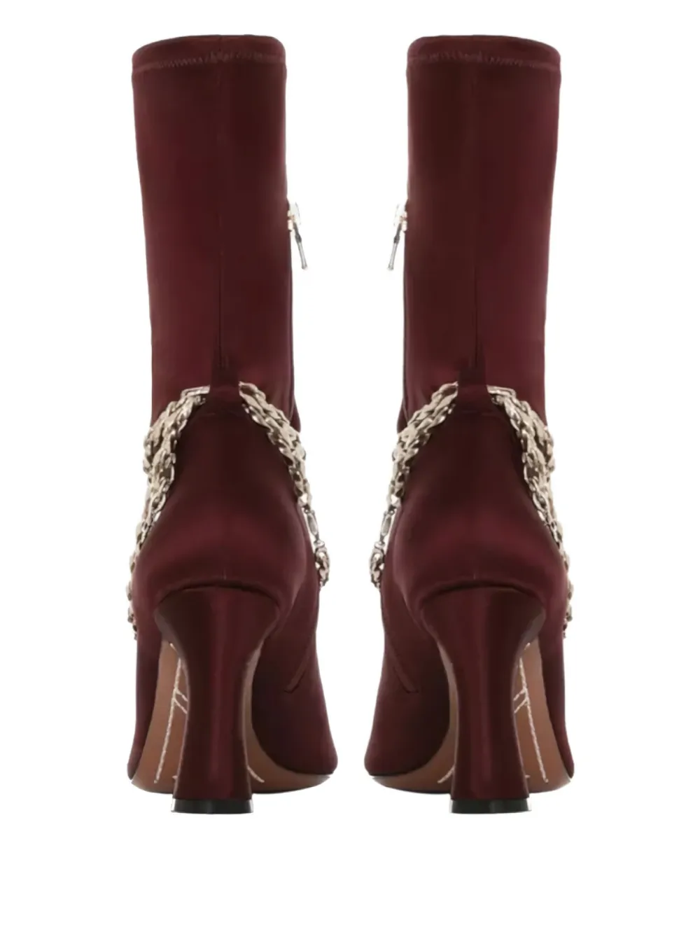 Zimmermann 85mm Chain-detail Ankle Boots In Burgundy