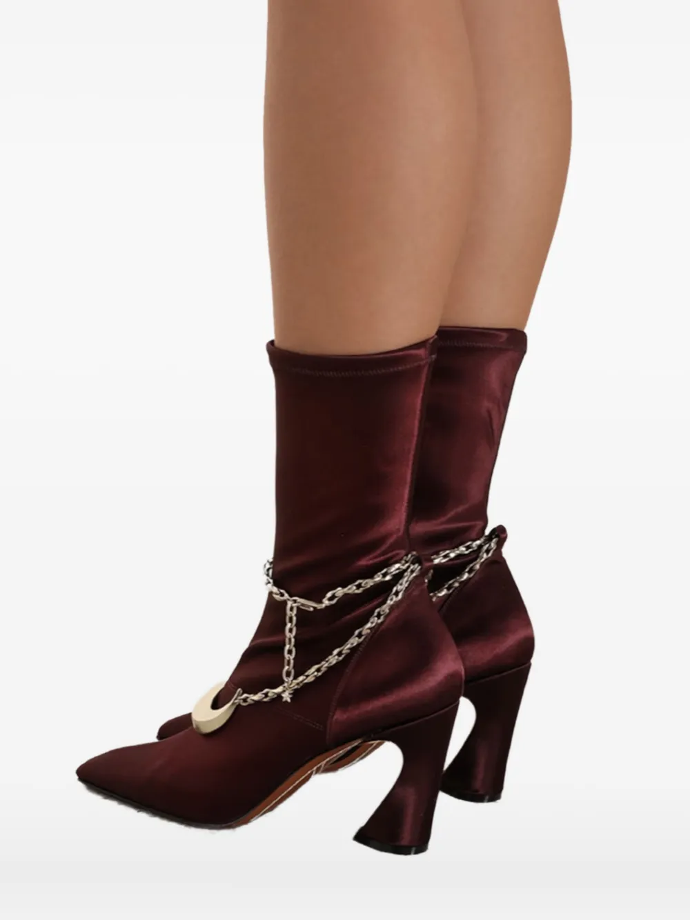 Zimmermann 85mm Chain-detail Ankle Boots In Burgundy