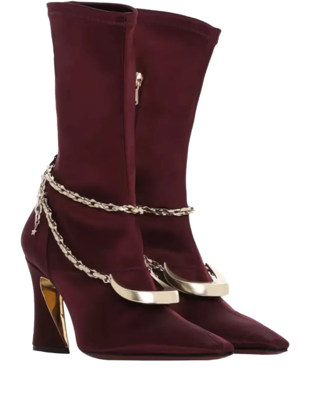 Zimmermann 85mm Chain-detail Ankle Boots In Burgundy