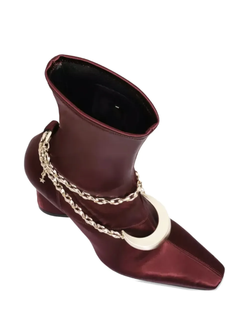 Zimmermann 85mm Chain-detail Ankle Boots In Burgundy