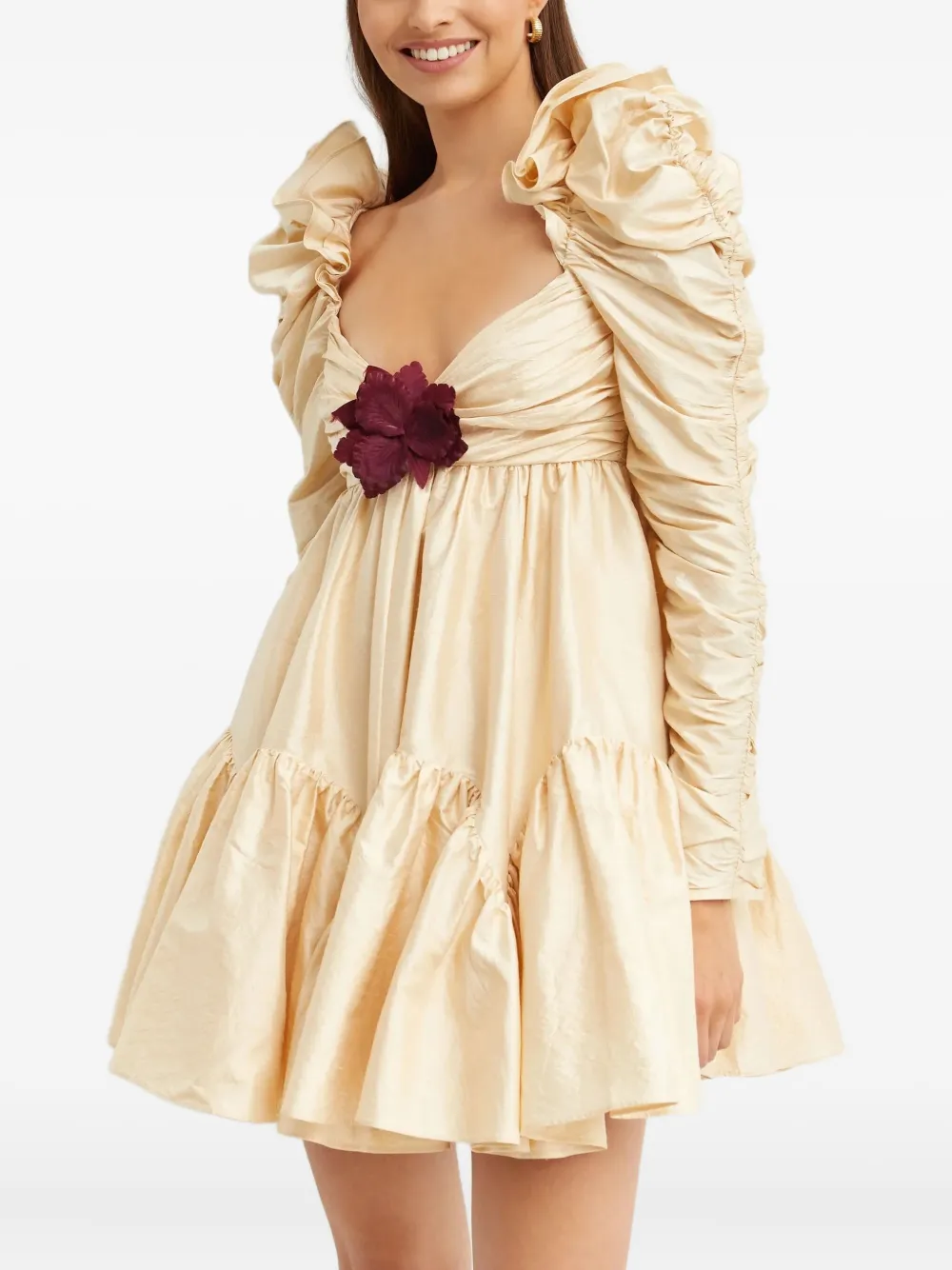 ZIMMERMANN Broszka ruffled silk dress - Toni neutri