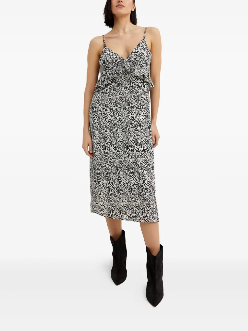 One Teaspoon Interference midi-jurk met ruches Wit