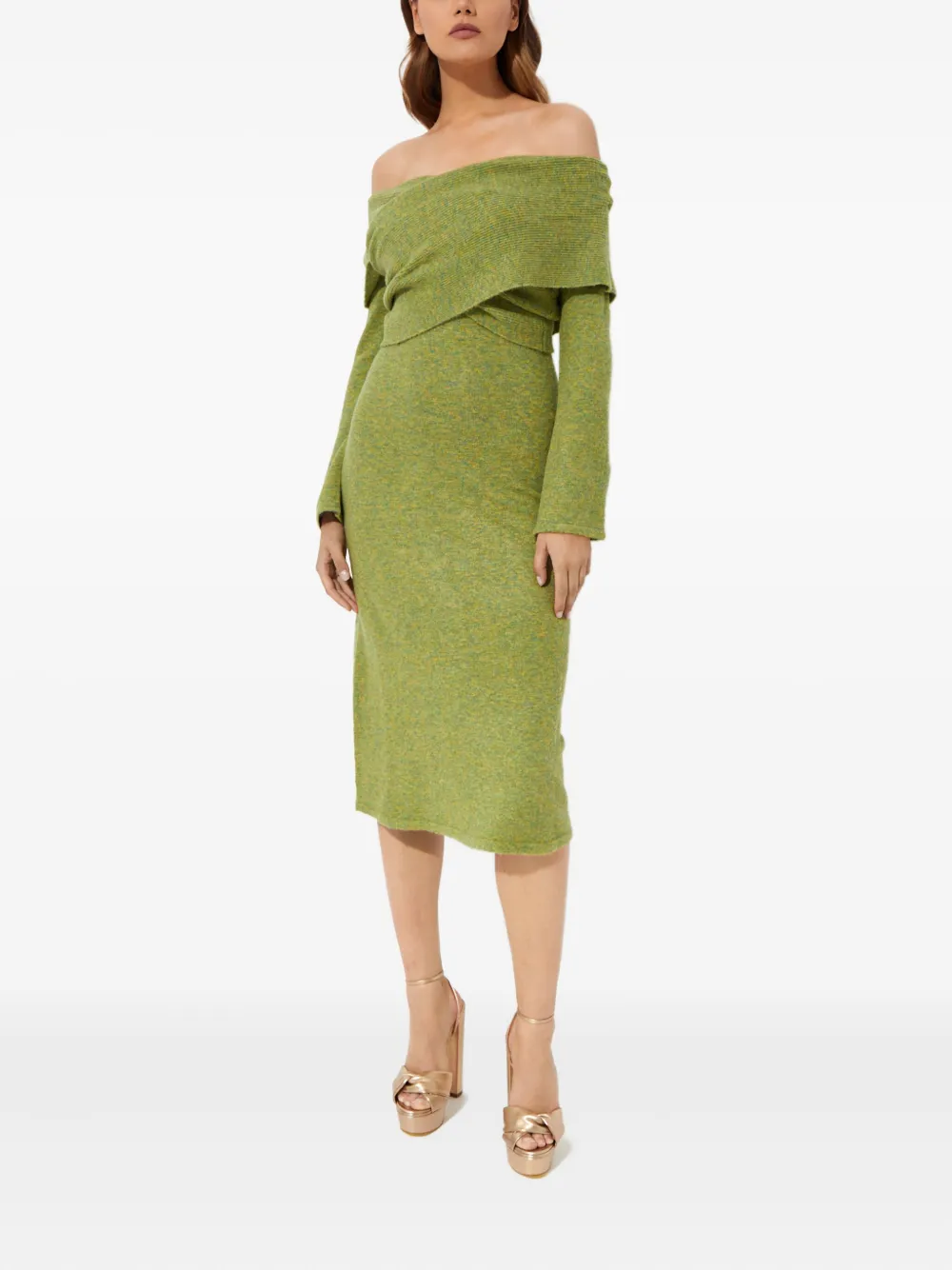 Cult Gaia Zennie Off-shoulder Midi Dress In Green