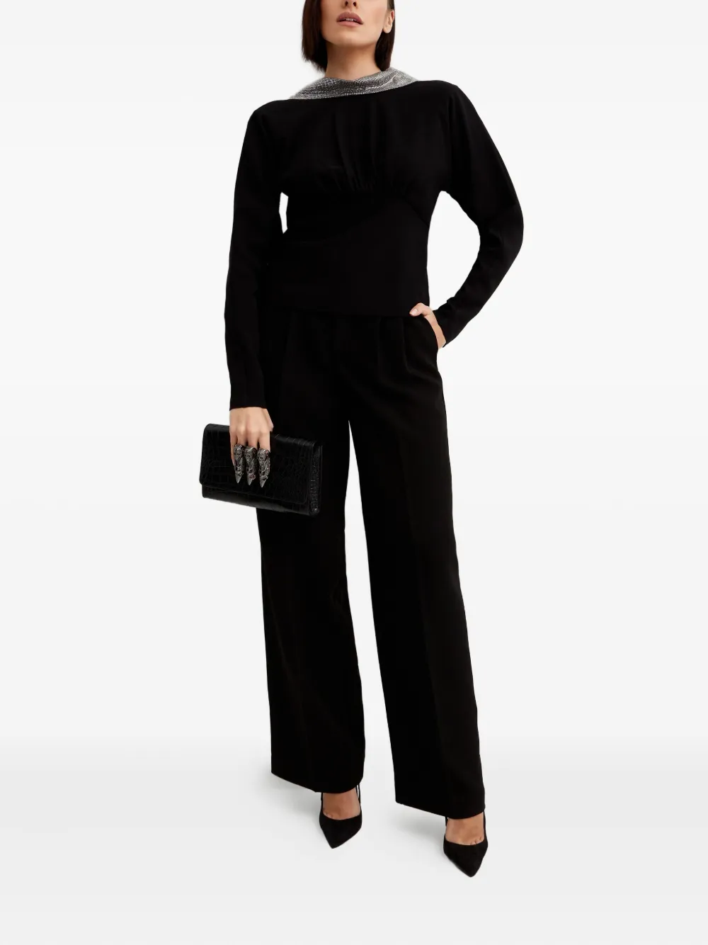Roland Mouret Pressed-crease Trousers In Black