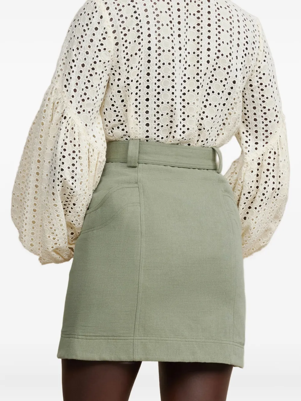 Acler Dunstan Cotton Mini Skirt In Green