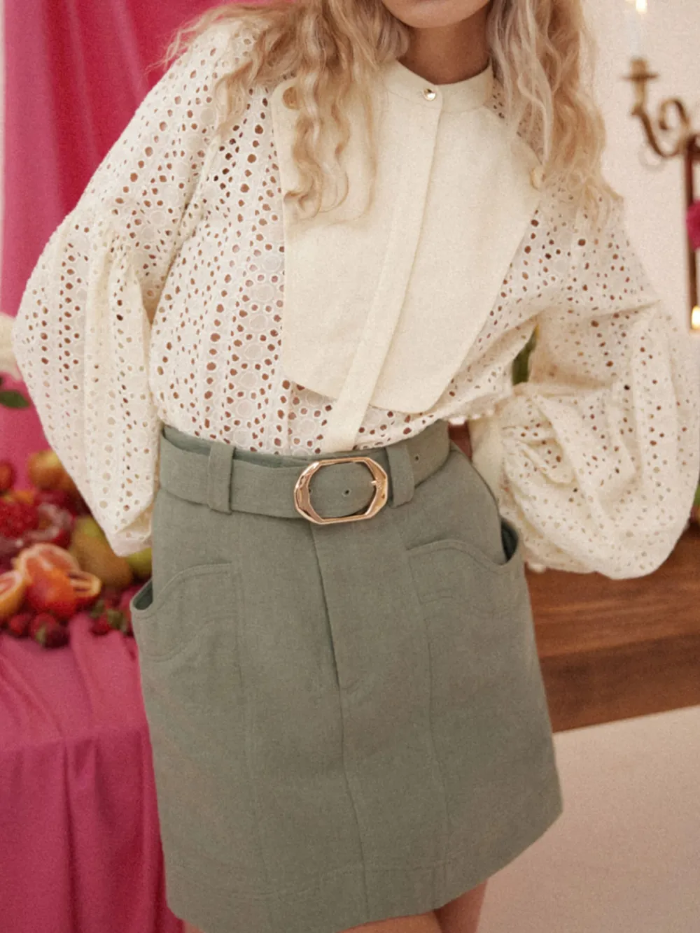 Acler Dunstan Cotton Mini Skirt In Green