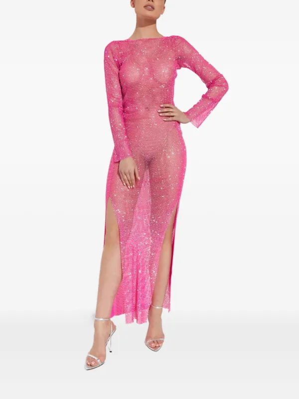 Santa Brands crystal-embellished Mesh Dress | Pink | FARFETCH