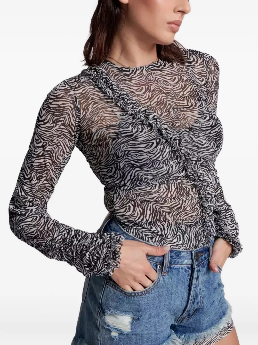  One Teaspoon Zebra-pattern Blouse - White 
