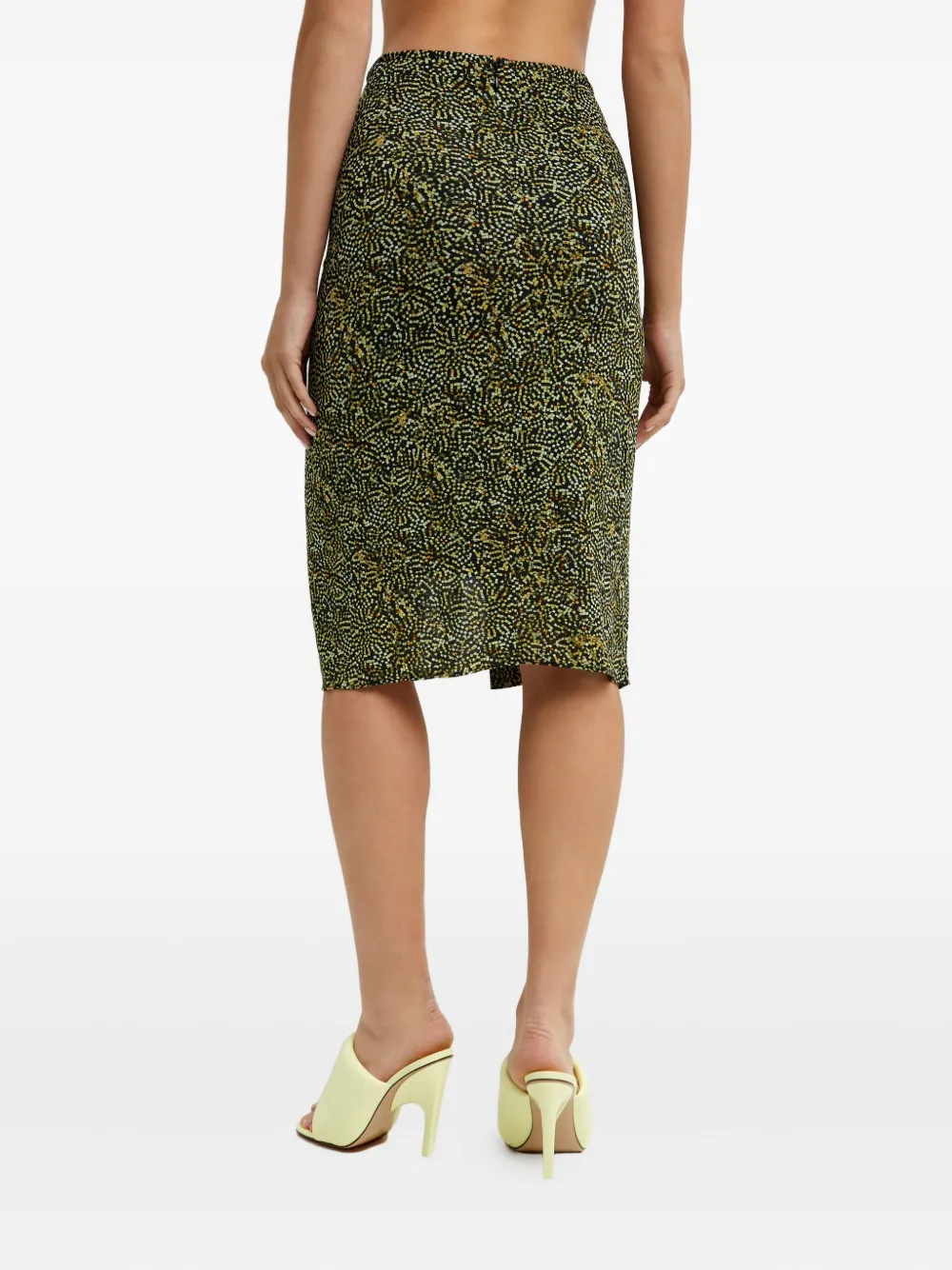 ISABEL MARANT Midi-rok met ruches en patroon Groen
