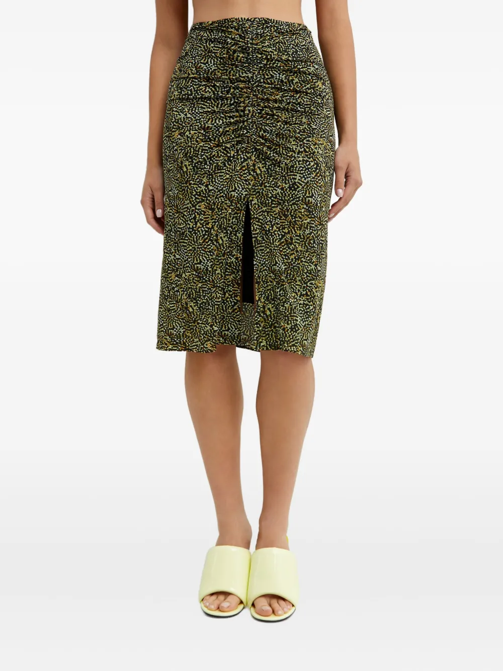 ISABEL MARANT Midi-rok met ruches en patroon Groen