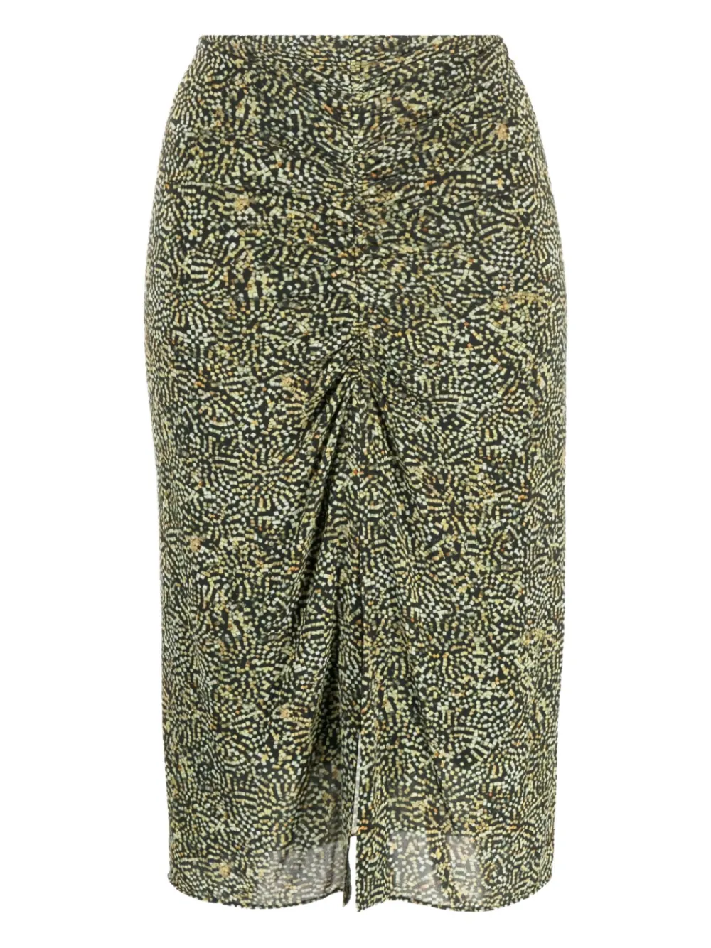 ISABEL MARANT ruched-front patterned midi skirt - Verde