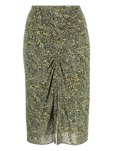 ISABEL MARANT ruched-front patterned midi skirt