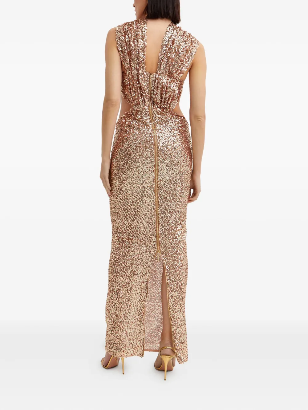 Bronx And Banco Sol Sequin Cut-out Dress In Gold