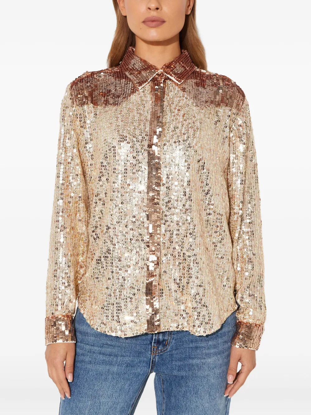 One Teaspoon sequin-embellished button shirt | dorado | Image 1