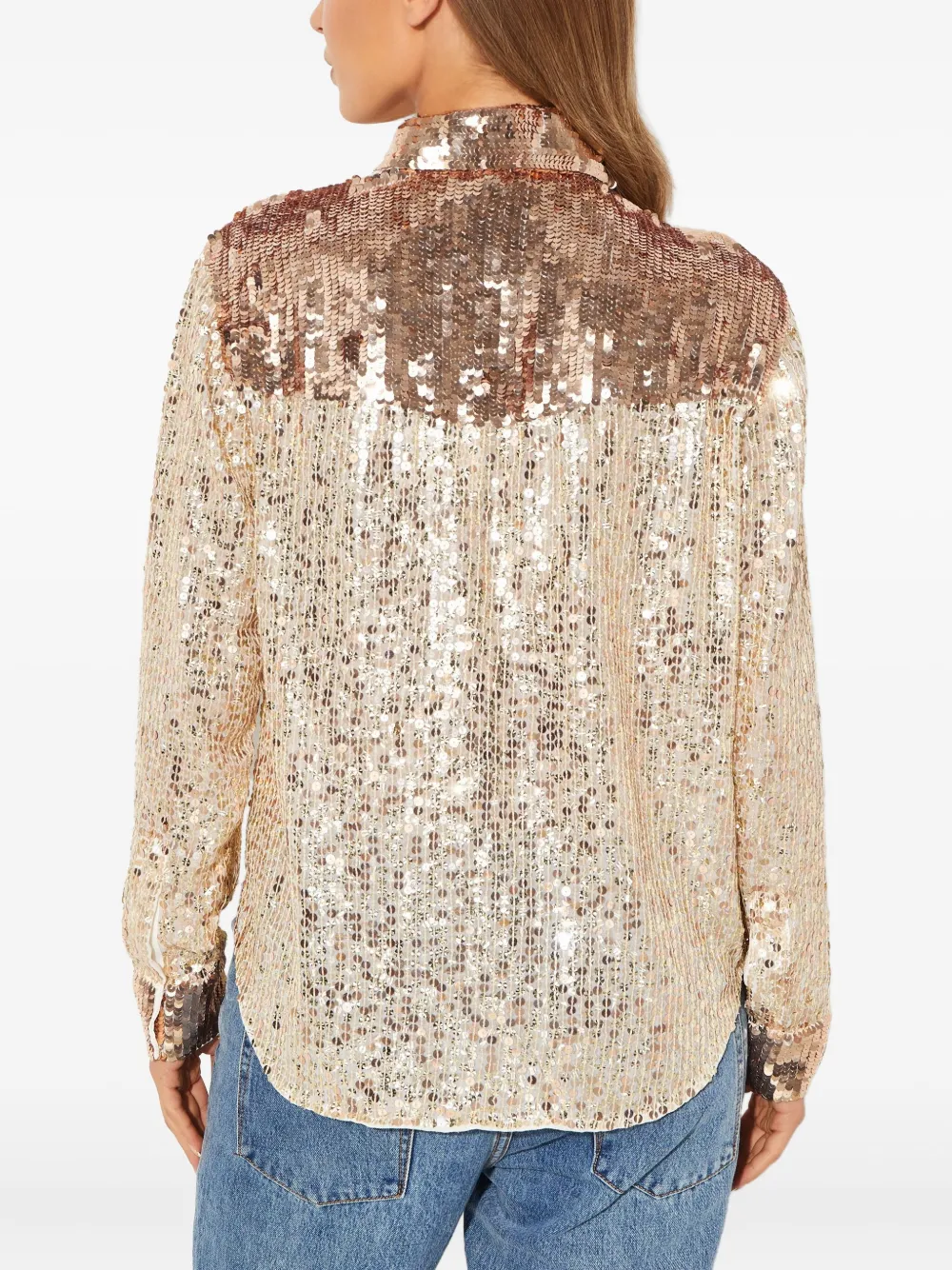  One Teaspoon Sequin-embellished Button Shirt - Gold 