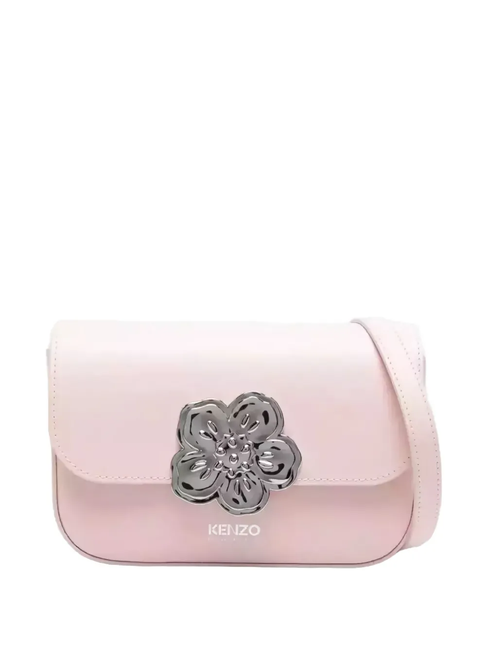 Kenzo Flower-appliqué Leather Crossbody Bag In Pink