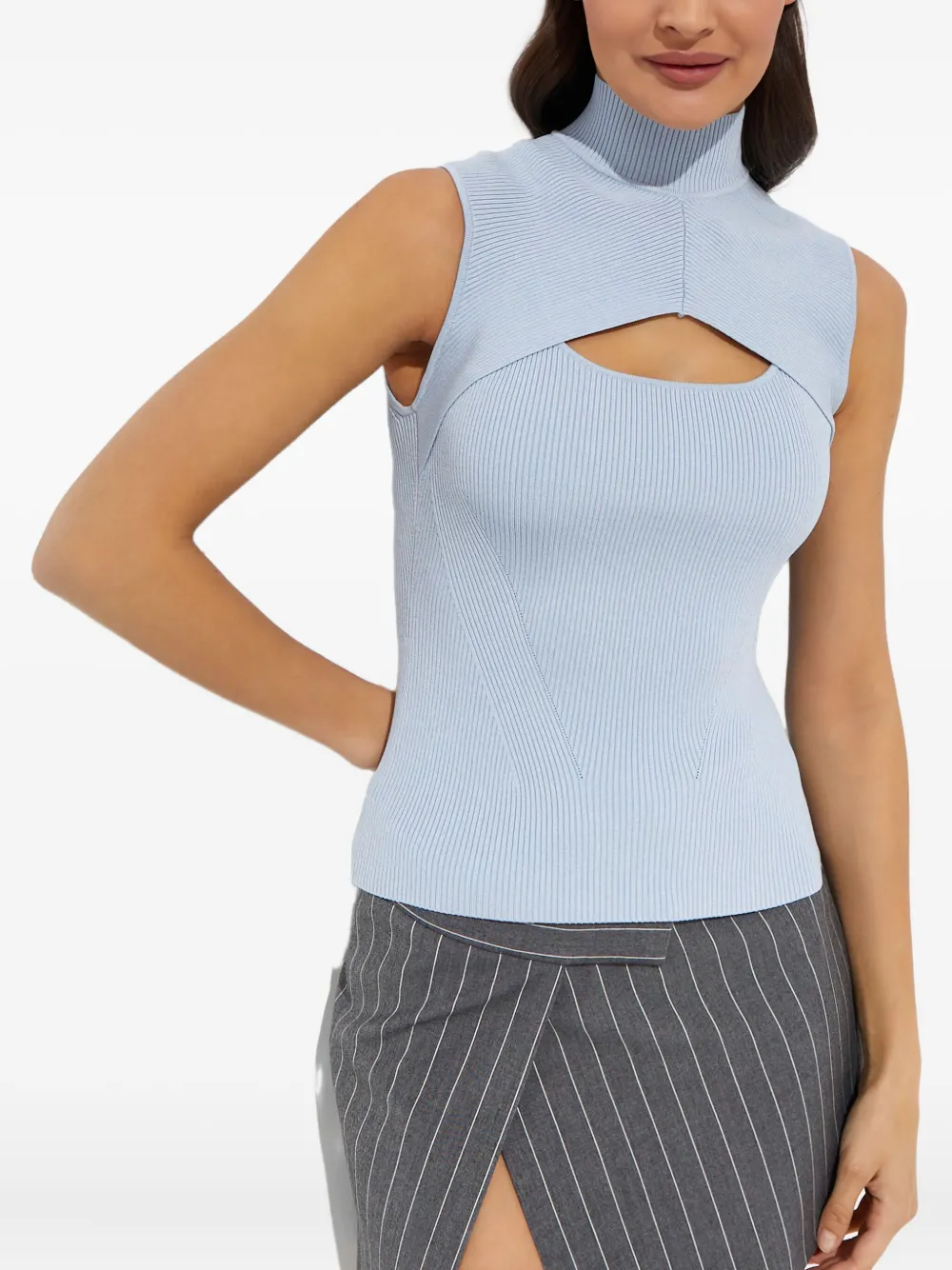 Simkhai Ribbed Cut-out Vest In Blue