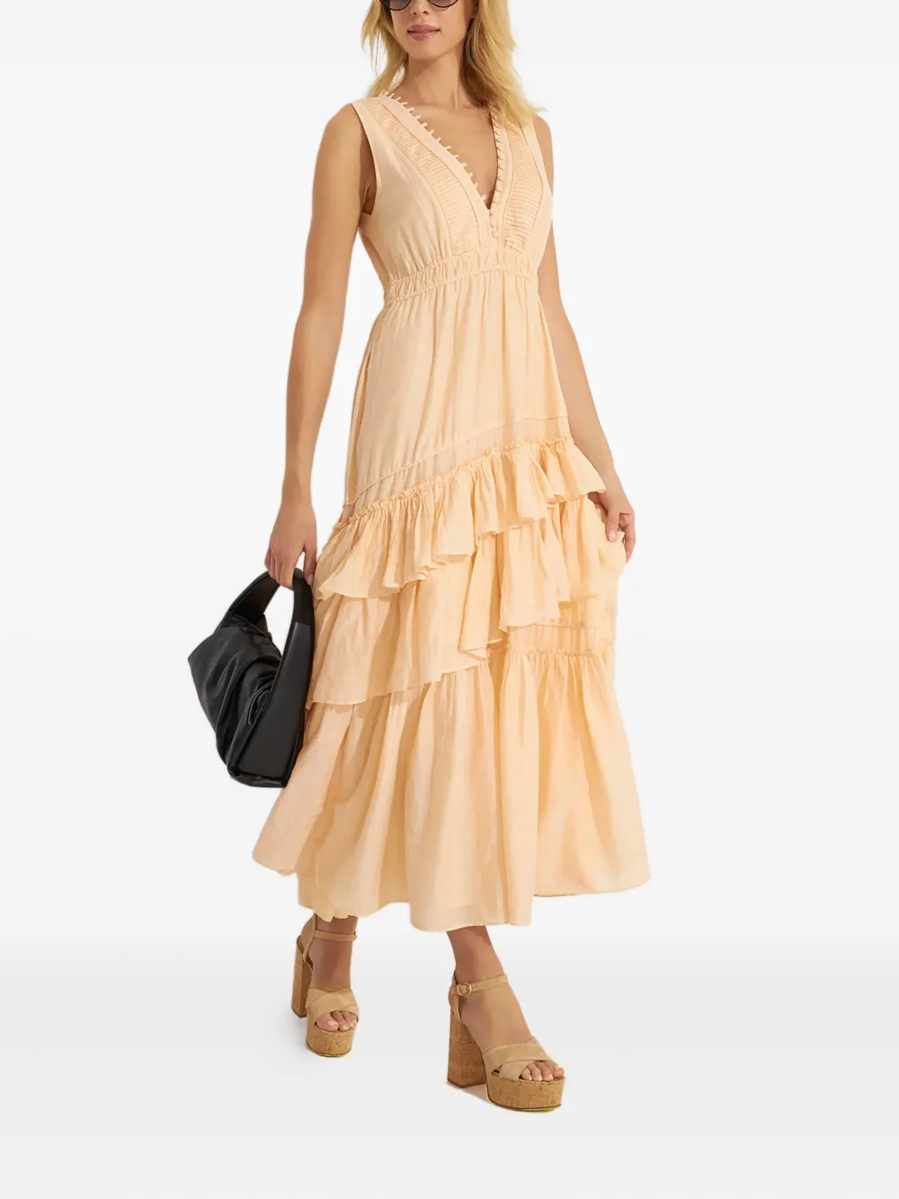LoveShackFancy Jordie ruffled maxi dress - Beige