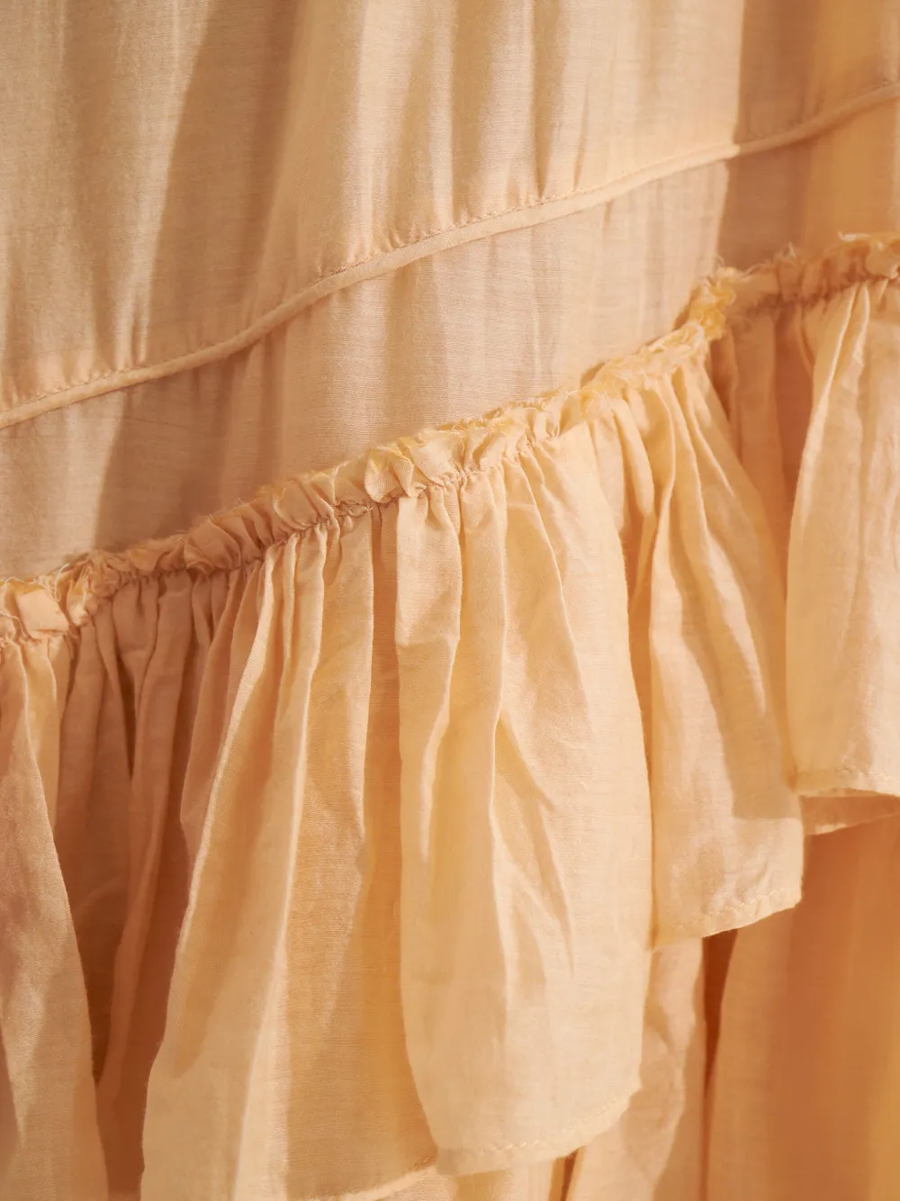 LoveShackFancy Jordie maxi-jurk met ruches Beige