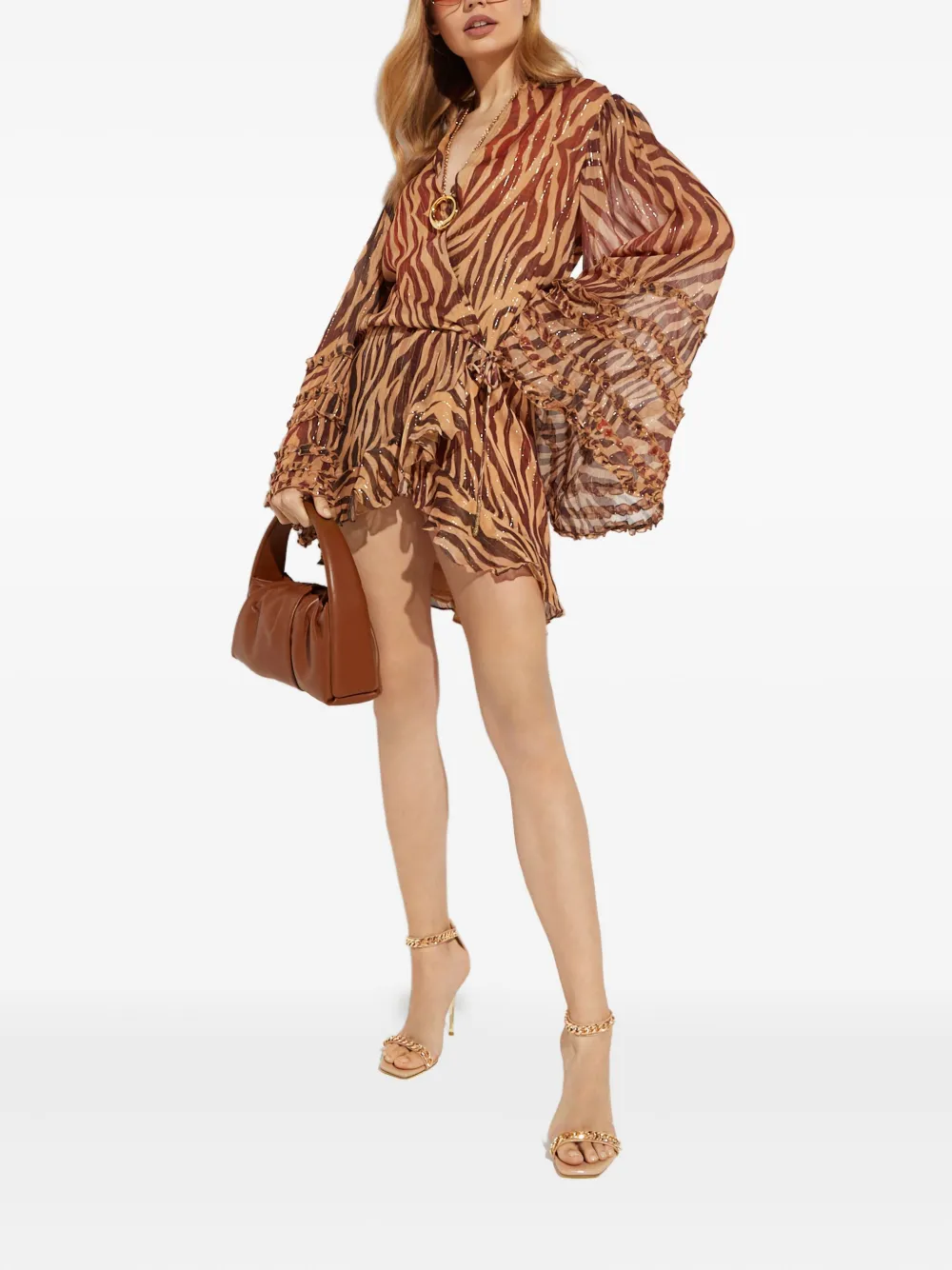Rococo Sand Aine mini-jurk met dierenpatroon - Bruin