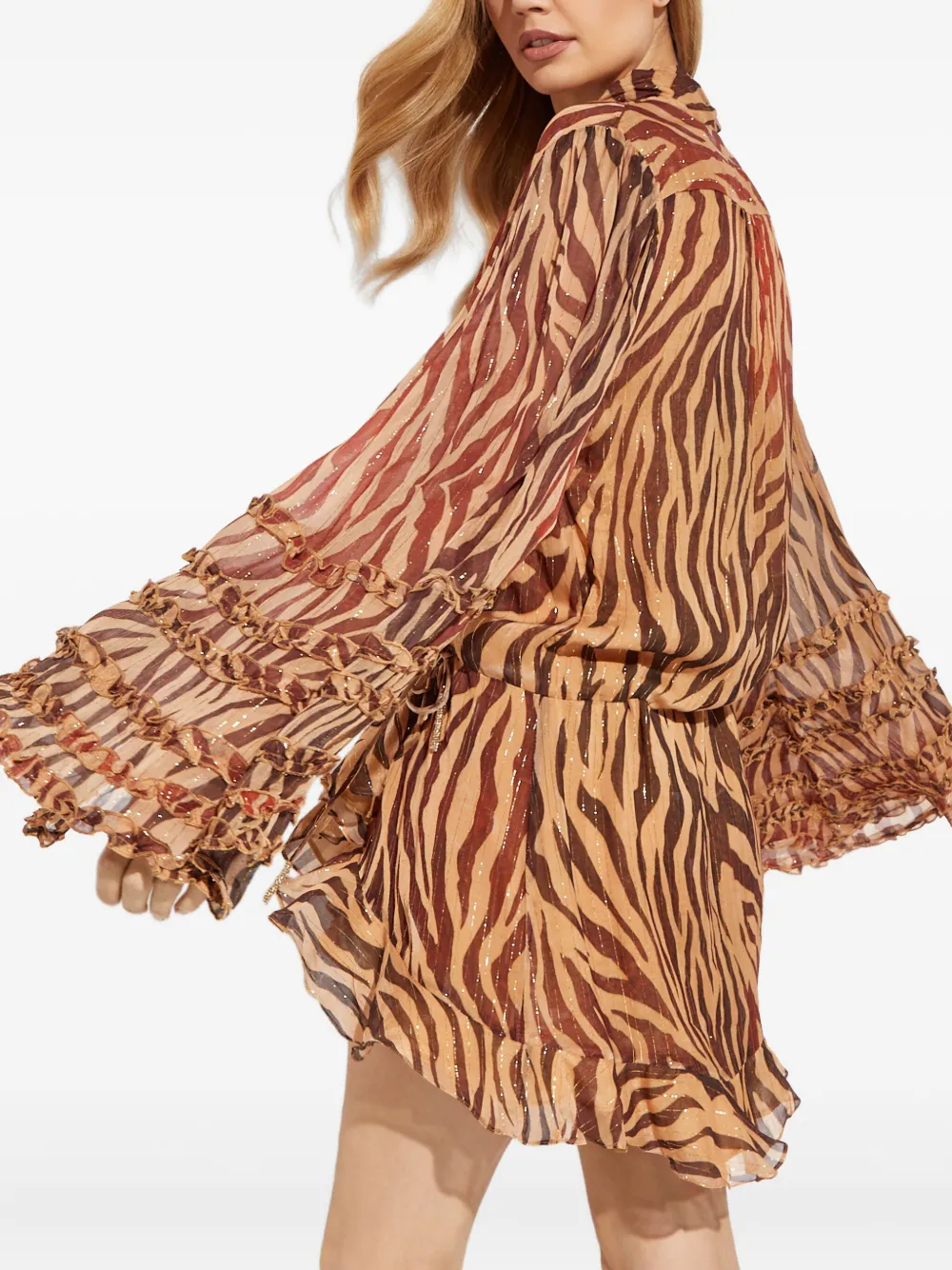 Rococo Sand Aine Animal-pattern Mini Dress In Brown
