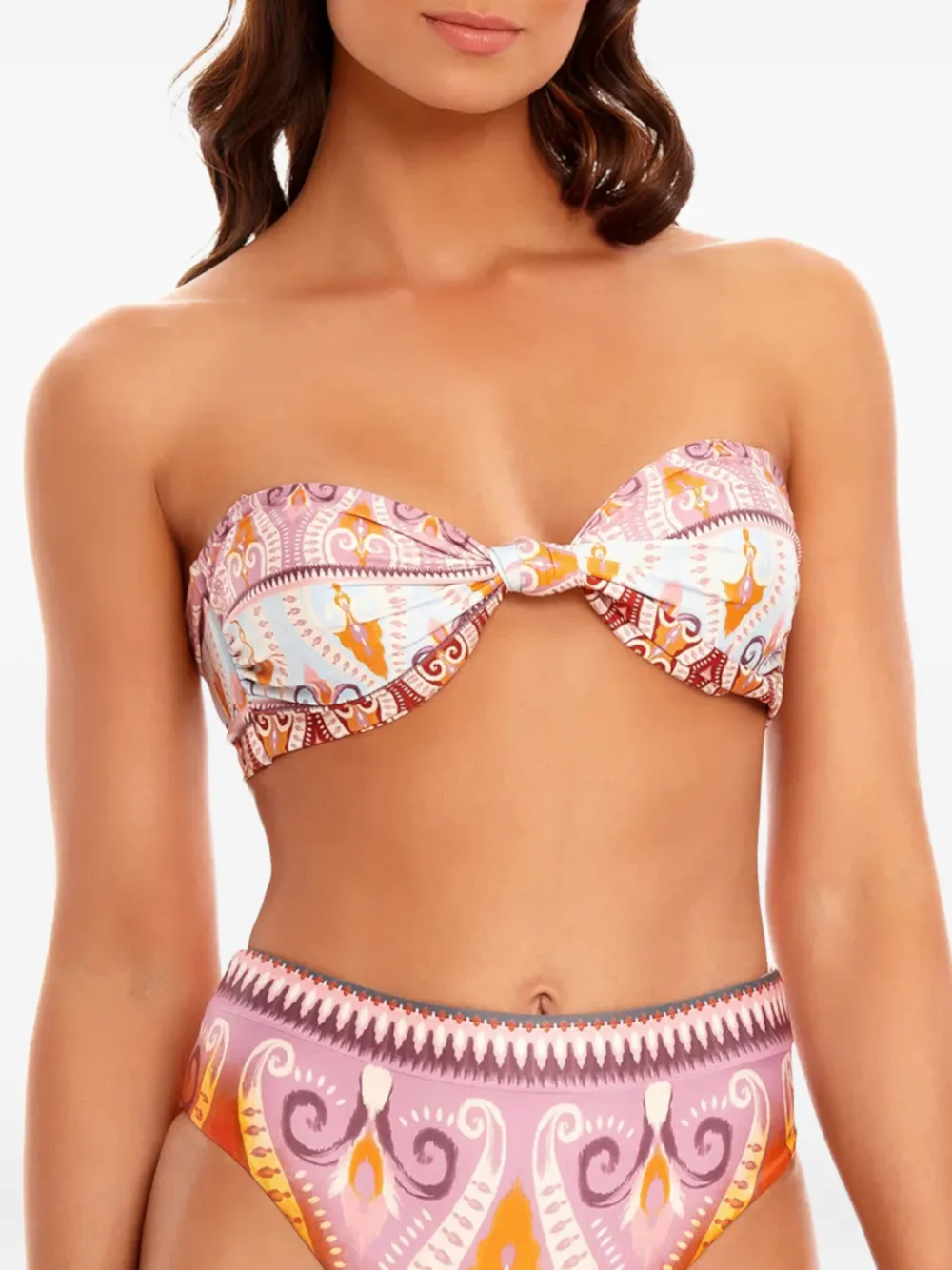 Agua Bendita Leva Lucille Patterned Bikini Top In Pink