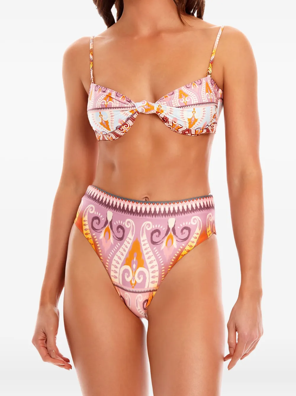 Agua Bendita Leva Lucille Patterned Bikini Top In Pink