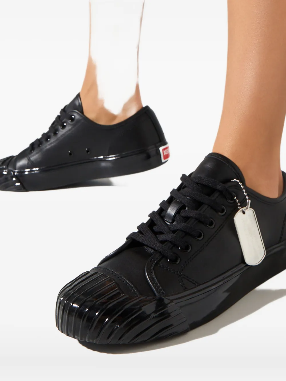 Kenzo logo-detail leather sneakers Zwart