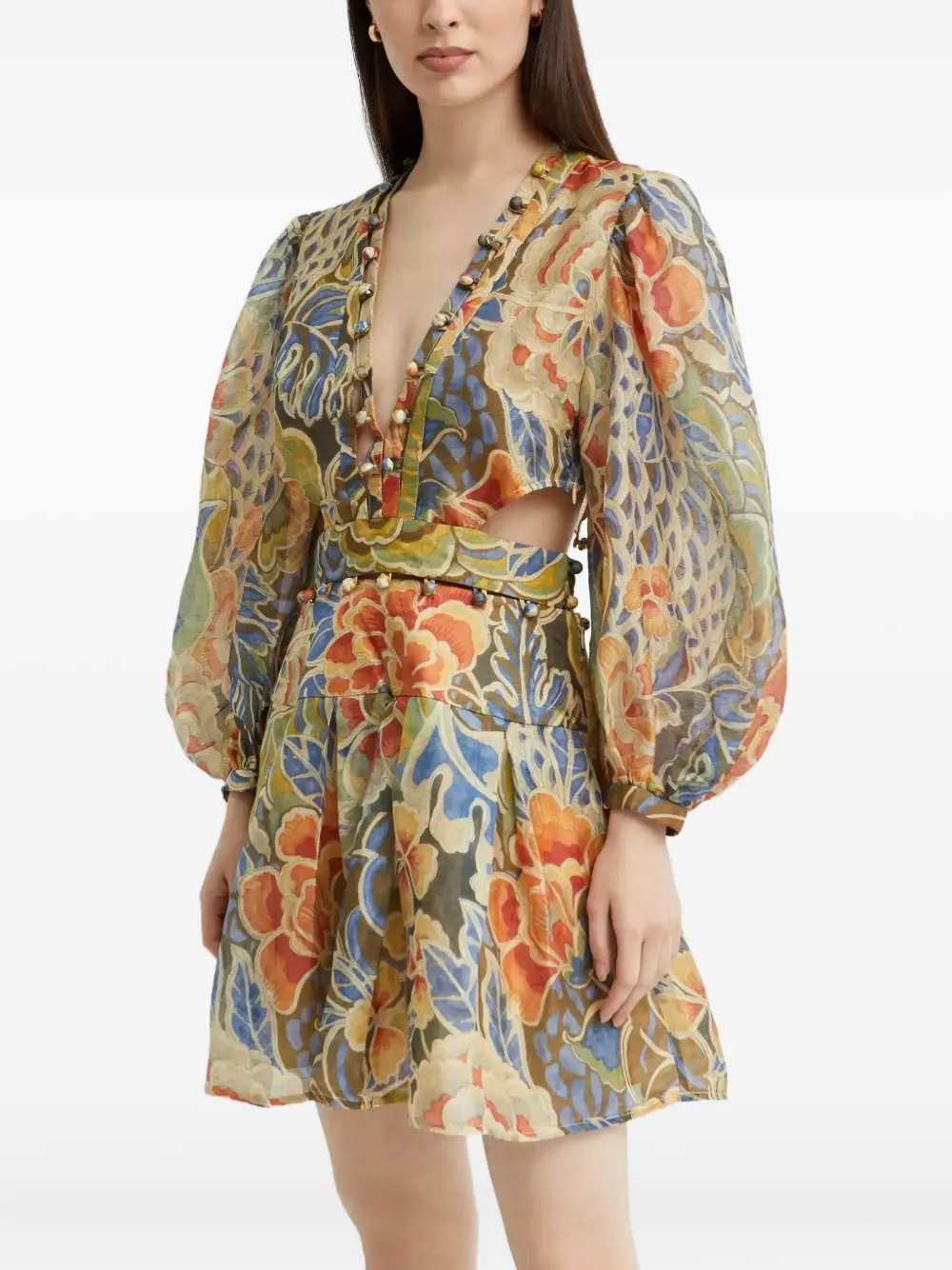 IXIAH Casablanca mini-jurk met bloemenprint Beige