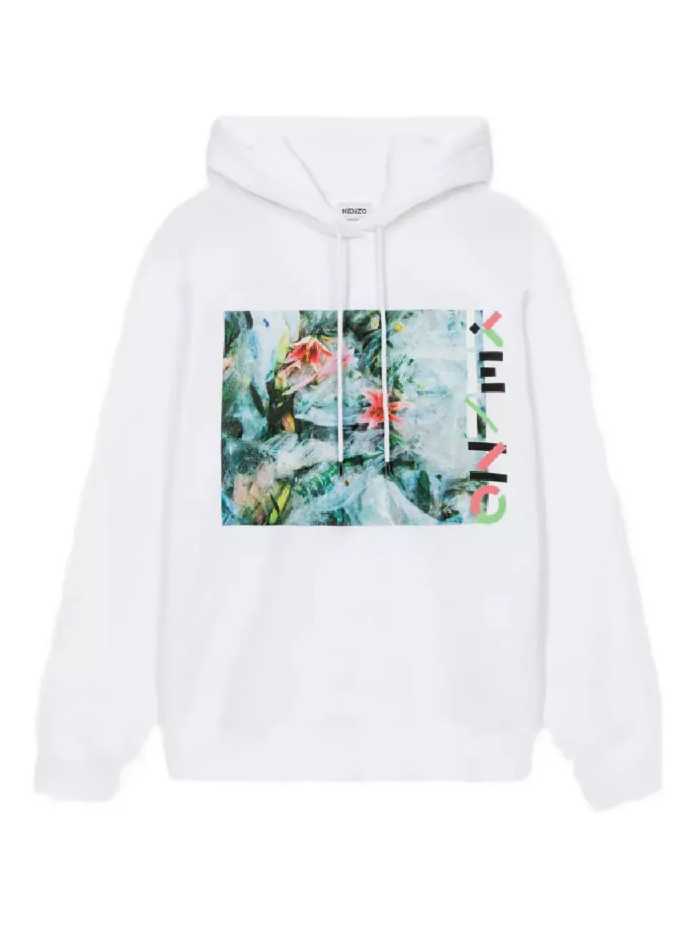 Kenzo Graphic-print Cotton Hoodie In White