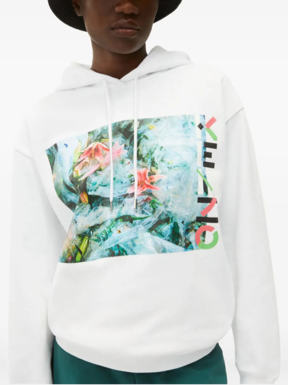 Kenzo Graphic-print Cotton Hoodie In White