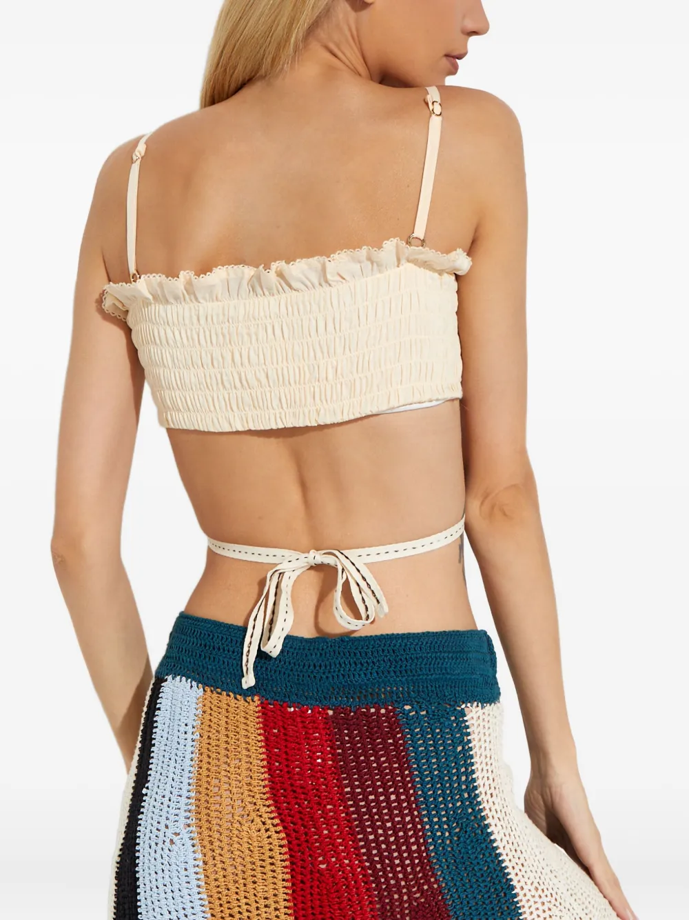 Agua Bendita Amari gestrikte top met ruches Wit