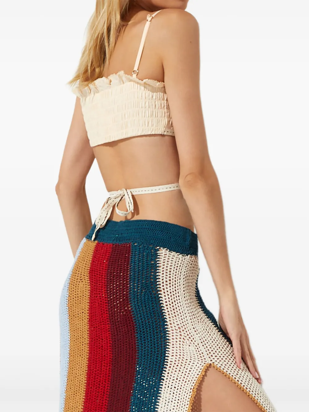 Agua Bendita Amari gestrikte top met ruches Wit