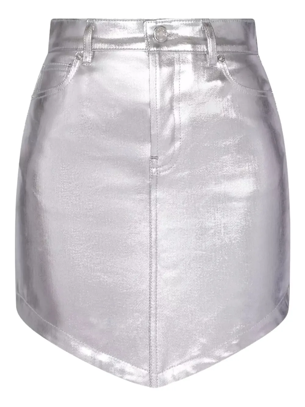 Alexandre Vauthier Asymmetric-denim Mini Skirt In Metallic