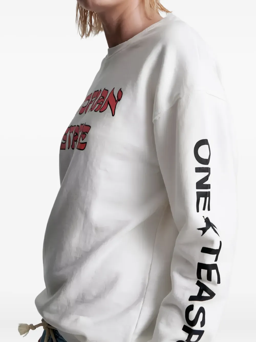 One Teaspoon Sweater met ronde hals en print Beige