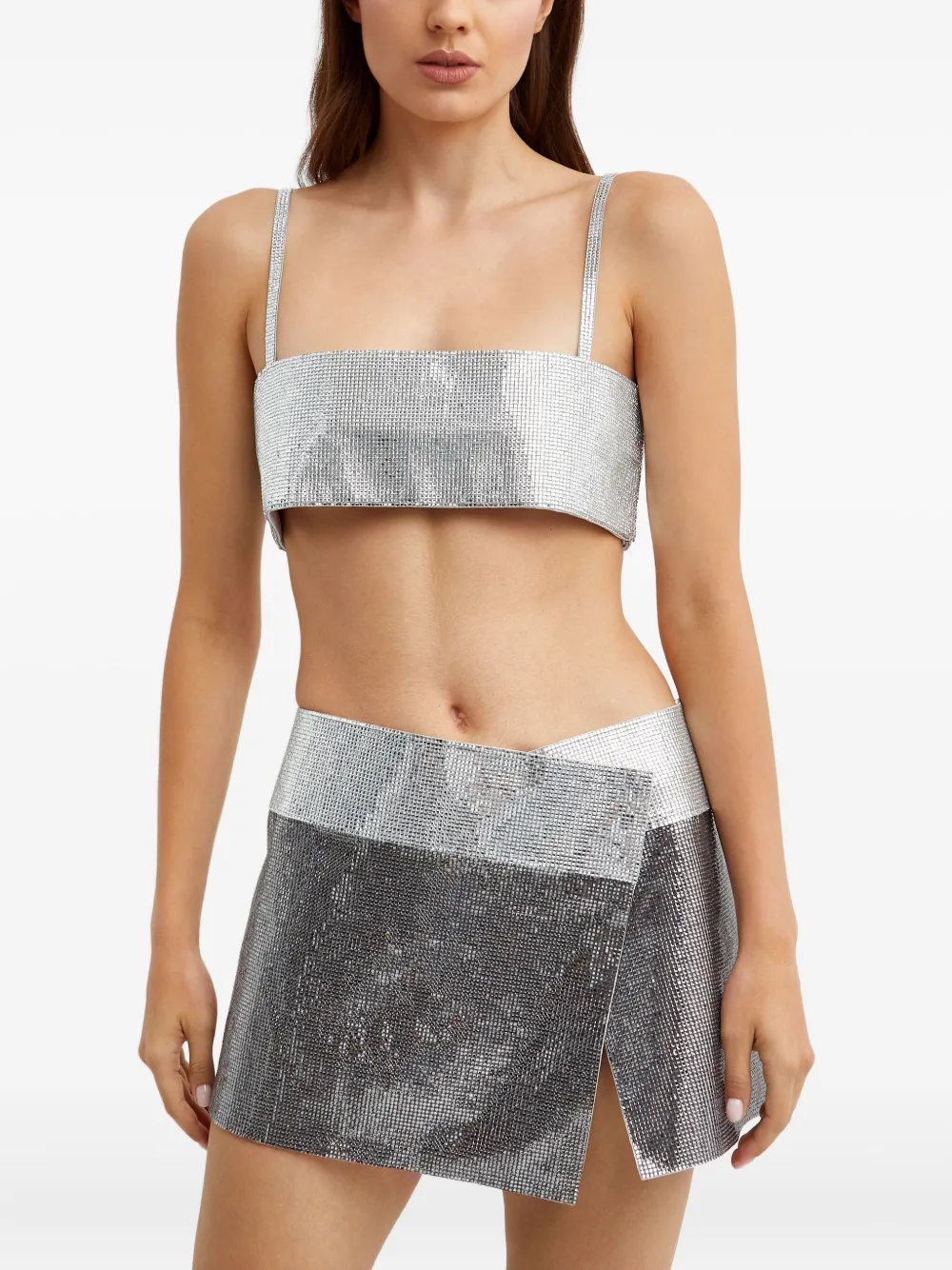 Nué Crystal Metallic Top In Silver