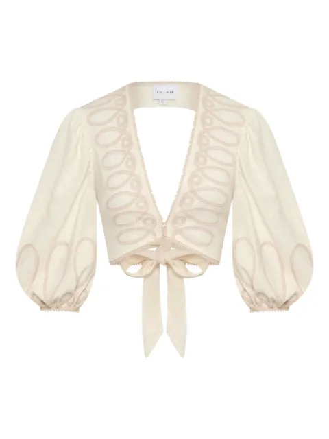 IXIAH Alkali embroidered puff-sleeve top