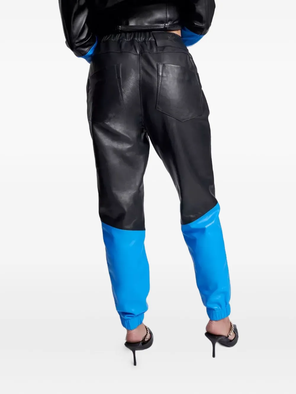 One Teaspoon Elasticated-cuffs Leather Trousers In Black