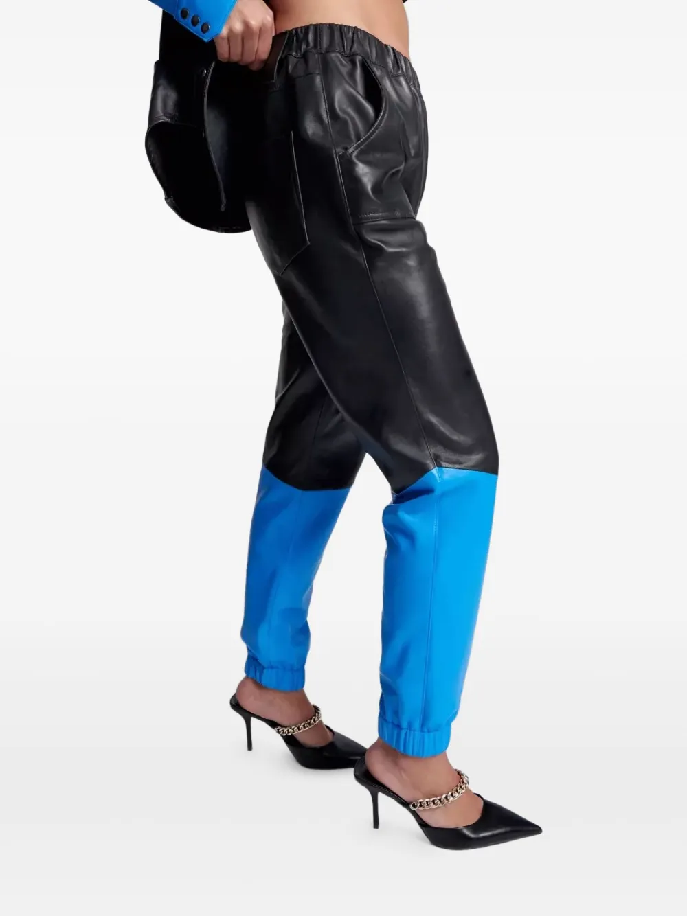 One Teaspoon Elasticated-cuffs Leather Trousers In Black
