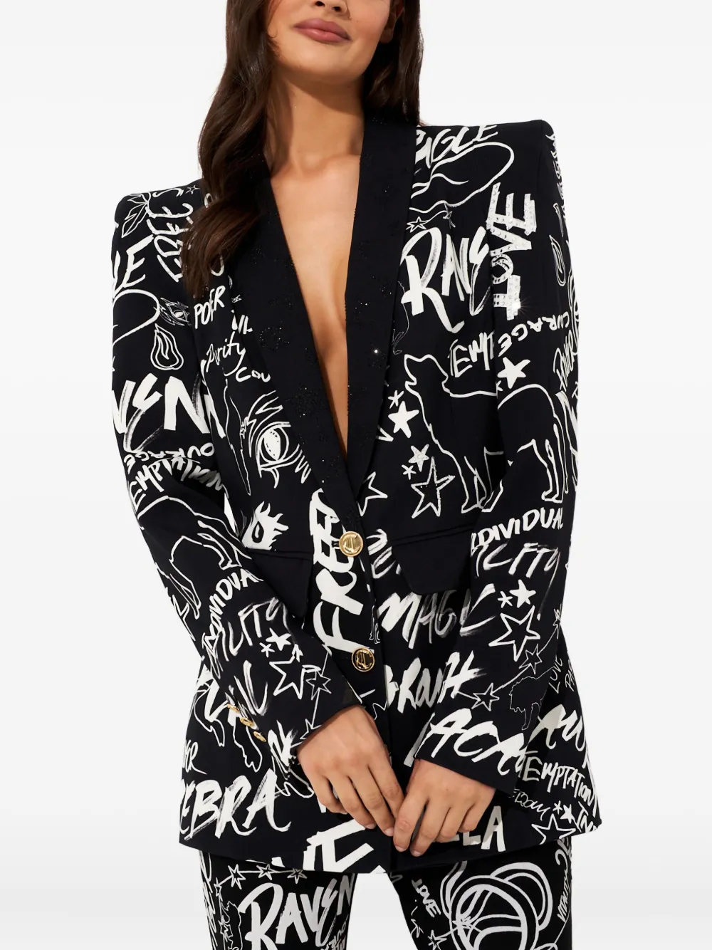 Camilla Spirit Scribble printed blazer | Black | Image 1