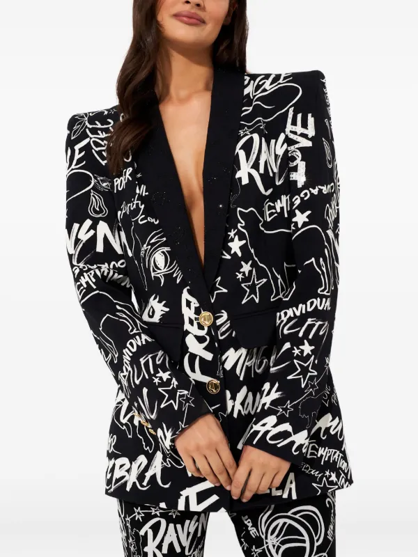Camilla Spirit Scribble Printed Blazer in Black