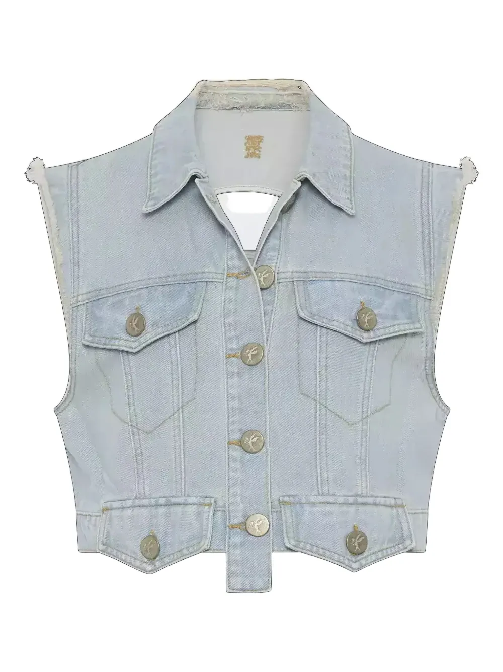 One Teaspoon Buttoned Logo Denim Waistcoat In Blue