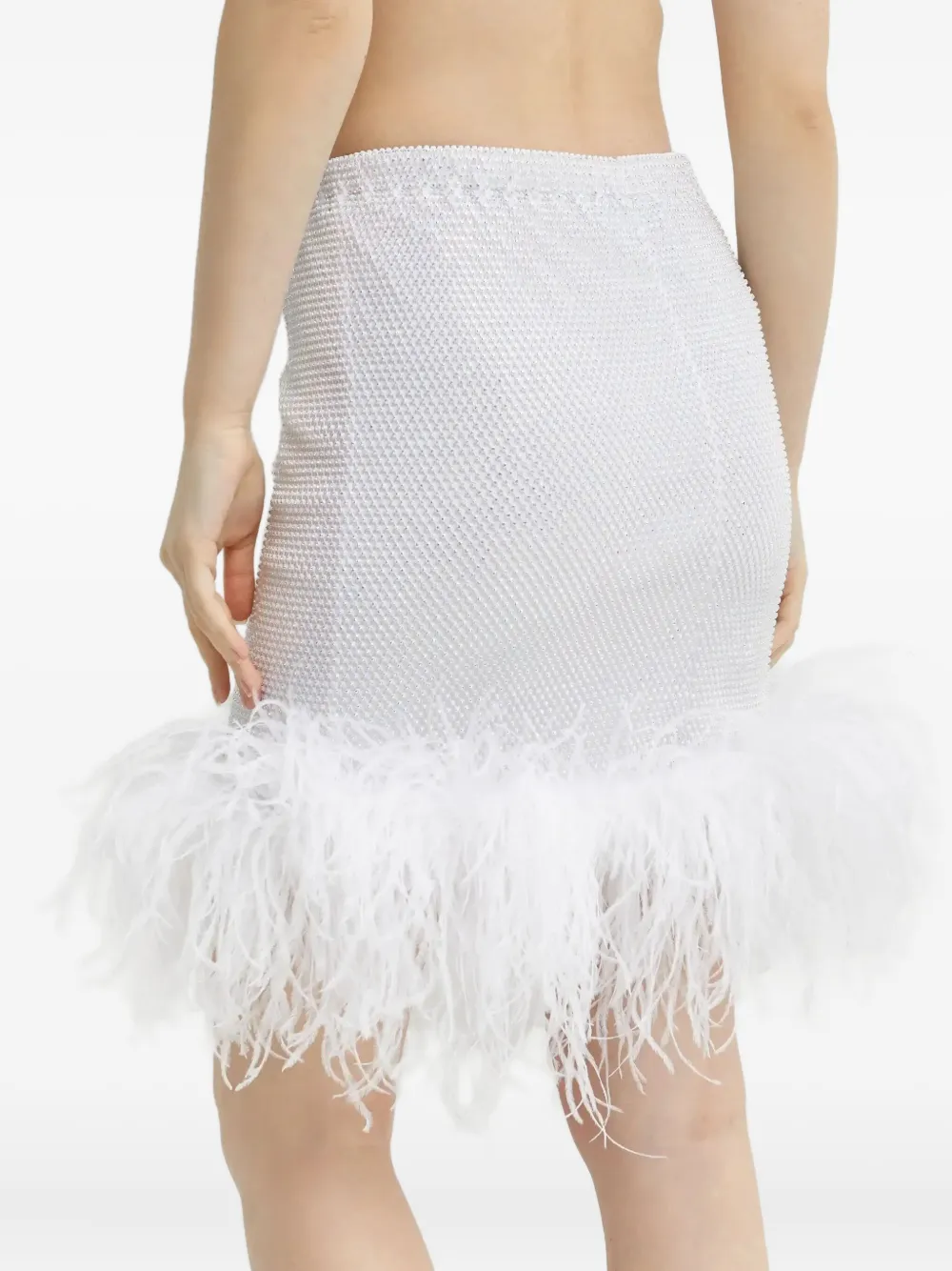 Santa Brands Mini-rok met veren afwerking Wit