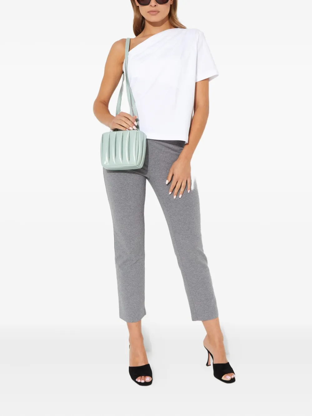 Norma Kamali mélange-effect cropped trousers - Grijs