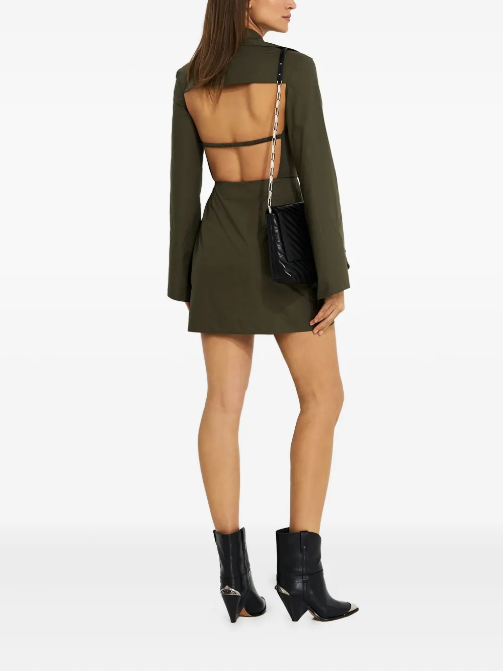 Nanushka Esma mini-wikkeljurk met knopen Groen