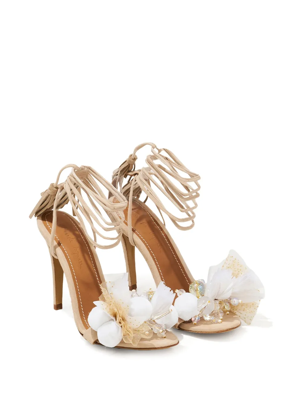  Alameda Turquesa Ankle-tie Embellished Heeled Sandals - Neutrals 